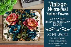 Vintage Mousepad, Sublimation Mousepad, Floral Mousepad, d7 Product Image 1