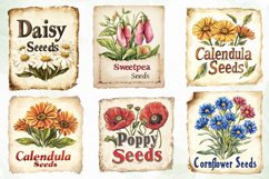 Vintage Flowers Clipart Seed Packet Product Image 3