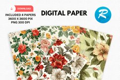 Vintage Flowers Digital Paper, Flowers Background Product Image 1