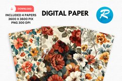 Vintage Flowers Digital Paper, Flowers Background Product Image 1