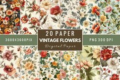 Vintage Flowers Digital Paper Bundle Product Image 1