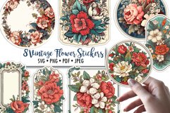 Vintage Flower Stickers | Print and Cut Bundle Product Image 1
