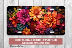 Floral License Plate PNG | 3d Flowers Car Plates Boho Design Product Image 1