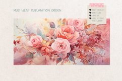 Vintage Flowers Mug Wrap Pink Watercolor Mug Sublimation 