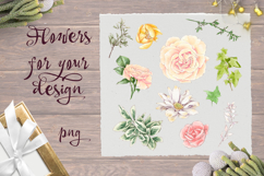 Delicate set Flowers and Leaves print Png Product Image 1