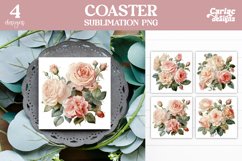 VIntage Flowers Square Coaster Sublimation