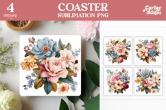 Vintage Flowers Square Coaster Sublimation