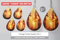 Earring Teardrop Vintage Forest Sunset Product Image 1