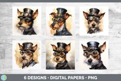 Bundle of six Decoupage Fox Terriers Paper Backgrounds designs.