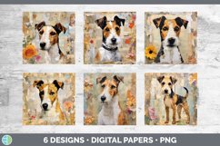 Bundle of six Decoupage Fox Terriers Paper Backgrounds designs.