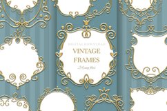 Vintage frame clipart, gold frames png Product Image 1