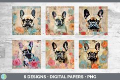 Bundle of six Decoupage French Bulldogs Paper Backgrounds designs.