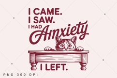 Vintage Funny Cat PNG,I Came I Saw I Had Anxiety PNG,Mental Product Image 1