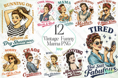 Vintage Funny Mama PNG Bundle Clipart Product Image 1