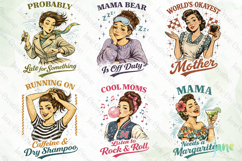 Vintage Funny Mama PNG Bundle Clipart Product Image 7