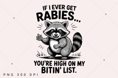 Vintage Funny Raccoon PNG, If I Ever Get Rabies, You're High Product Image 2