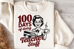 Vintage Funny Teacher SVG,100 Days Of Doing Teacher Stuff Product Image 5