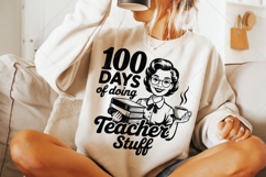 Vintage Funny Teacher SVG,100 Days Of Doing Teacher Stuff Product Image 6