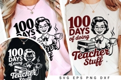 Vintage Funny Teacher SVG,100 Days Of Doing Teacher Stuff Product Image 2
