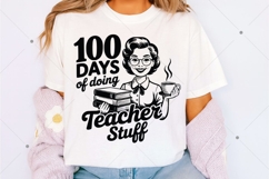Vintage Funny Teacher SVG,100 Days Of Doing Teacher Stuff Product Image 3
