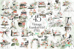 Vintage Garden Girl PNG Clipart Bundle Product Image 1