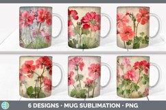 Bundle of six Decoupage Geraniums Mug Wrap designs.
