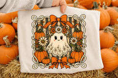 Vintage Ghost Pumpkin Png, Floral Lace Ghost Halloween Product Image 2