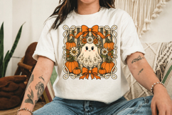 Vintage Ghost Pumpkin Png, Floral Lace Ghost Halloween Product Image 3