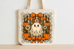 Vintage Ghost Pumpkin Png, Floral Lace Ghost Halloween Product Image 4