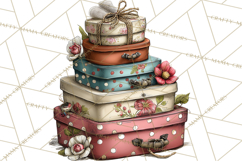 Vintage Gift Boxes Clipart PNG, Romantic Antique Boxes Product Image 2