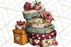Vintage Gift Boxes Clipart PNG, Romantic Antique Boxes Product Image 5