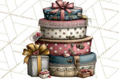 Vintage Gift Boxes Clipart PNG, Romantic Antique Boxes Product Image 2