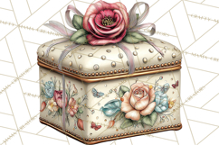 Vintage Gift Boxes Clipart PNG, Romantic Antique Boxes Product Image 3