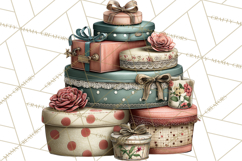 Vintage Gift Boxes Clipart PNG, Romantic Antique Boxes Product Image 4
