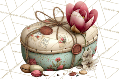 Vintage Gift Boxes Clipart PNG, Romantic Antique Boxes Product Image 3