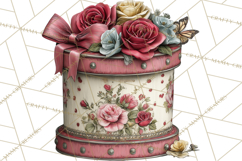 Vintage Gift Boxes Clipart PNG, Romantic Antique Boxes Product Image 3