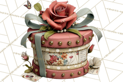 Vintage Gift Boxes Clipart PNG, Romantic Antique Boxes Product Image 2