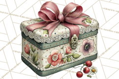 Vintage Gift Boxes Clipart PNG, Romantic Antique Boxes Product Image 5