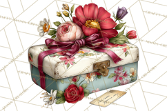 Vintage Gift Boxes Clipart PNG, Romantic Antique Boxes Product Image 2