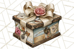 Vintage Gift Boxes Clipart PNG, Romantic Antique Boxes Product Image 3