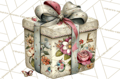 Vintage Gift Boxes Clipart PNG, Romantic Antique Boxes Product Image 4