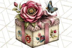 Vintage Gift Boxes Clipart PNG, Romantic Antique Boxes Product Image 2
