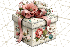 Vintage Gift Boxes Clipart PNG, Romantic Antique Boxes Product Image 3