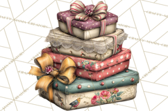 Vintage Gift Boxes Clipart PNG, Romantic Antique Boxes Product Image 5