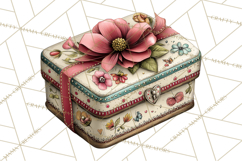 Vintage Gift Boxes Clipart PNG, Romantic Antique Boxes Product Image 2