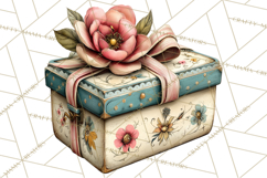 Vintage Gift Boxes Clipart PNG, Romantic Antique Boxes Product Image 3