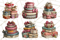 Vintage Gift Boxes Clipart PNG, Romantic Antique Boxes Product Image 8