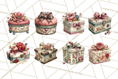 Vintage Gift Boxes Clipart PNG, Romantic Antique Boxes Product Image 5