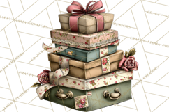 Vintage Gift Boxes Clipart PNG, Romantic Antique Boxes Product Image 2