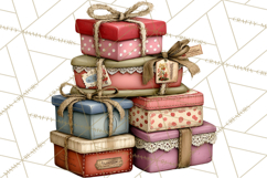 Vintage Gift Boxes Clipart PNG, Romantic Antique Boxes Product Image 4